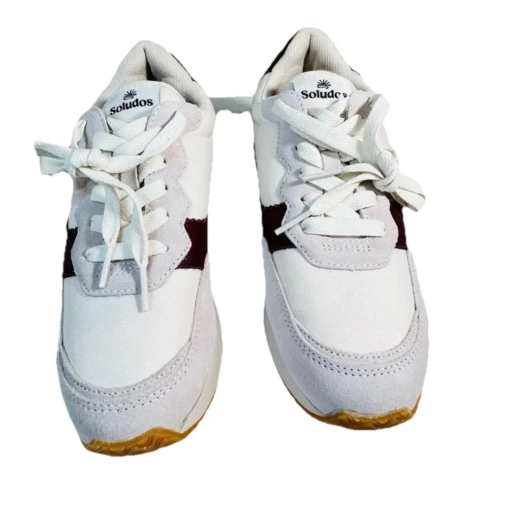 Soludos Paradiso Retro Sneakers, Women's,‎ Color White/Wine, Size 7